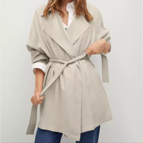 * MNG Mango Women XS  Mid Length Wrap Waterfall Coat Layering Dark Acidemia Prep - Picture 2 of 8